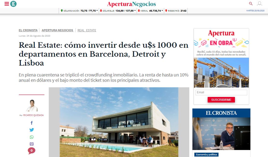 Real Estate: how to invest from USD 1,000 in Barcelona, Detroit and Lisbon