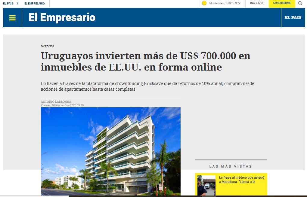 Uruguaios investem mais de US $ 700.000 em imóveis nos EUA online