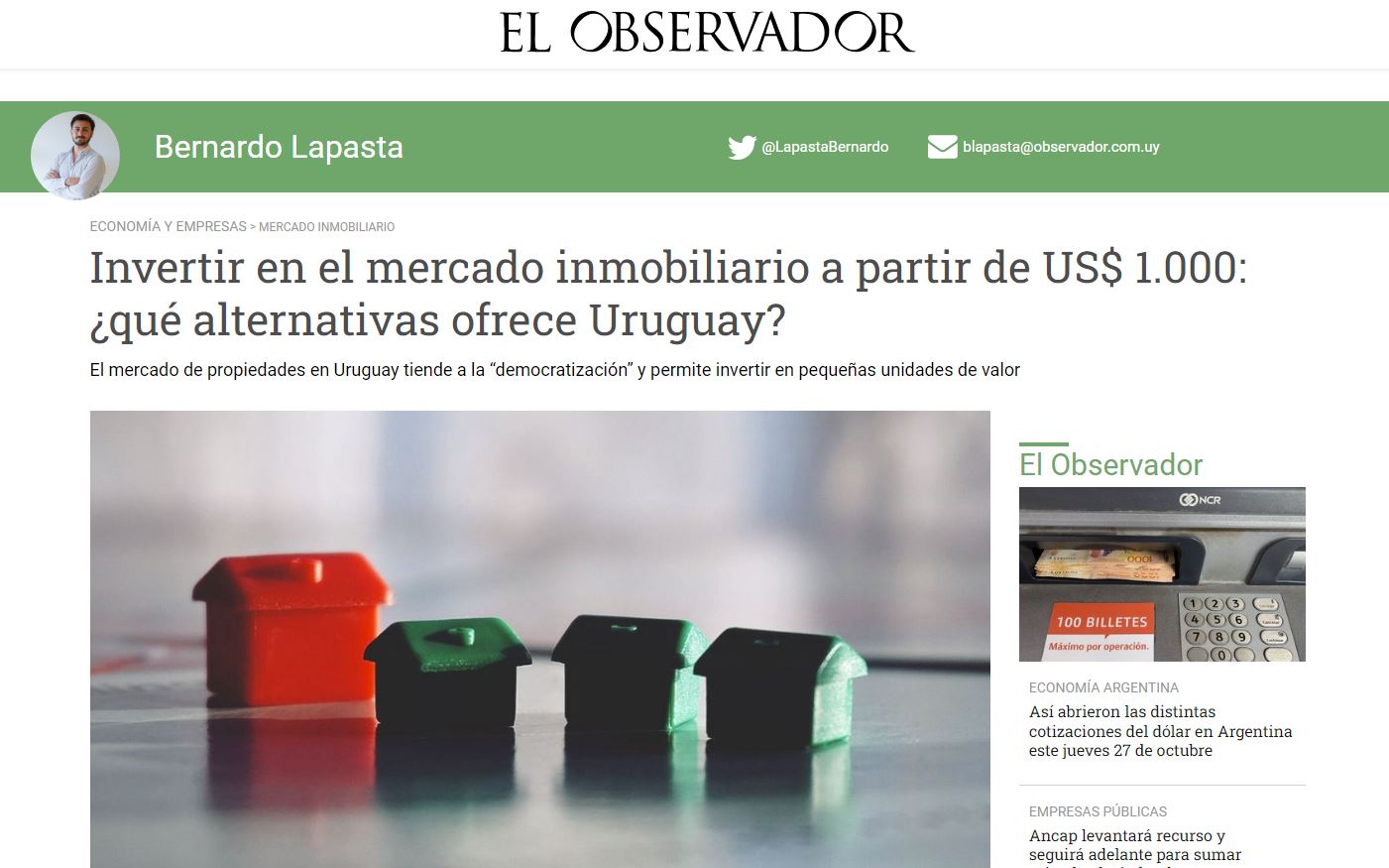 Invertir en el mercado inmobiliario a partir de USD 1.000: ¿qué alternativas ofrece Uruguay?
