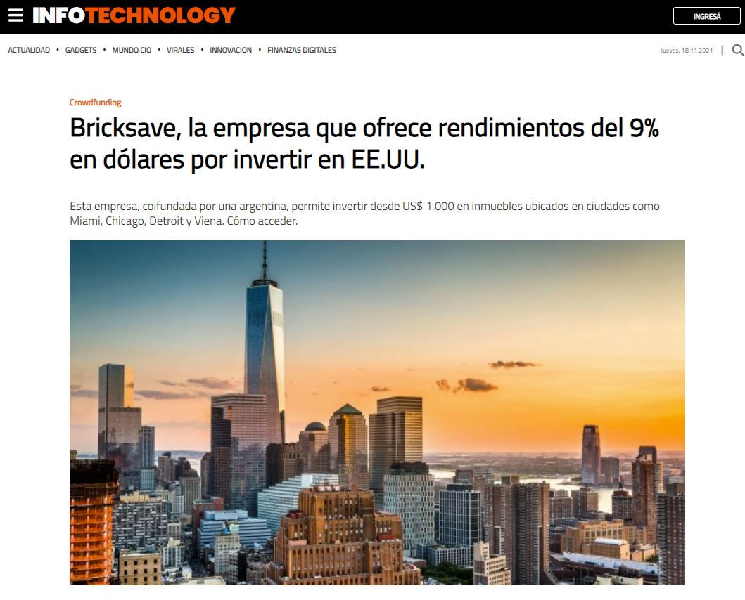 Bricksave, a fintech company that offers returns of up to 9% in dollars for investing in properties in the US.