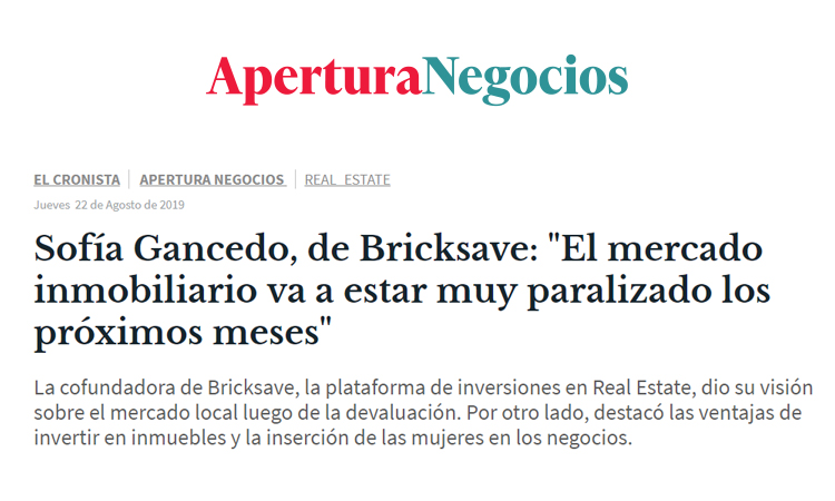Sofía Gancedo, de Bricksave: "El mercado inmobiliario va a estar muy paralizado los próximos meses"