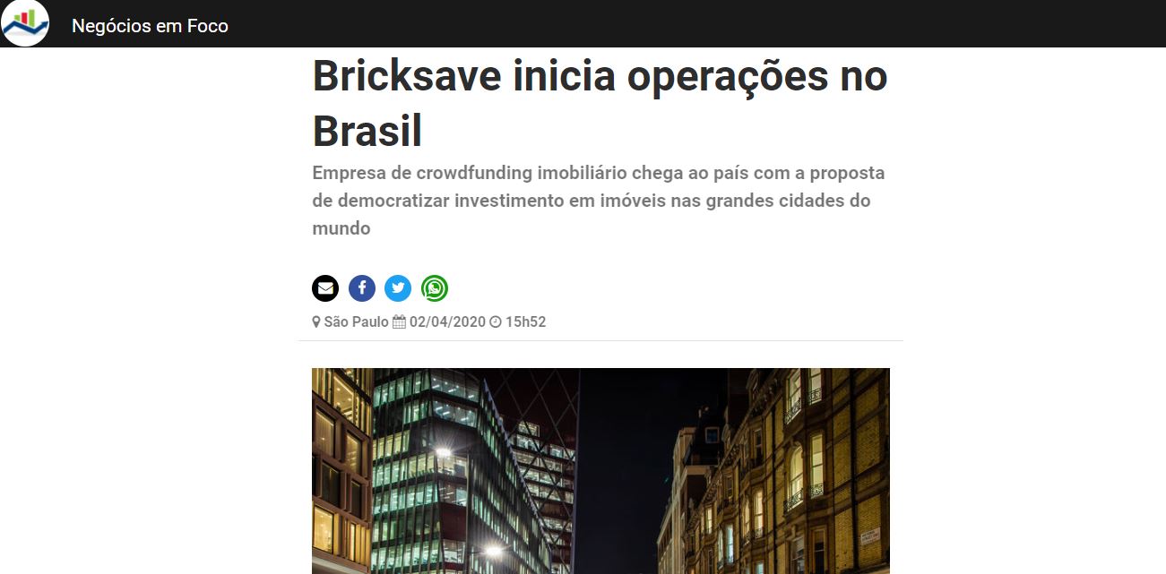 Bricksave inicia operações no Brasil em abril de 2020