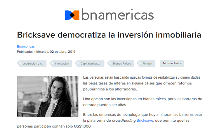 BN America: "Bricksave democratiza la inversión inmobiliaria"