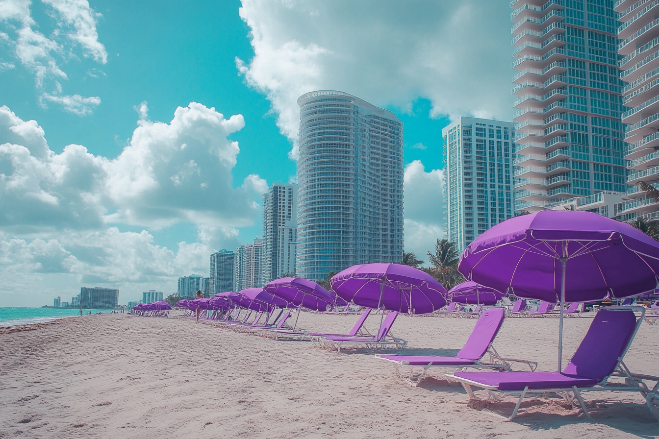 Representação artística de uma praia em Miami